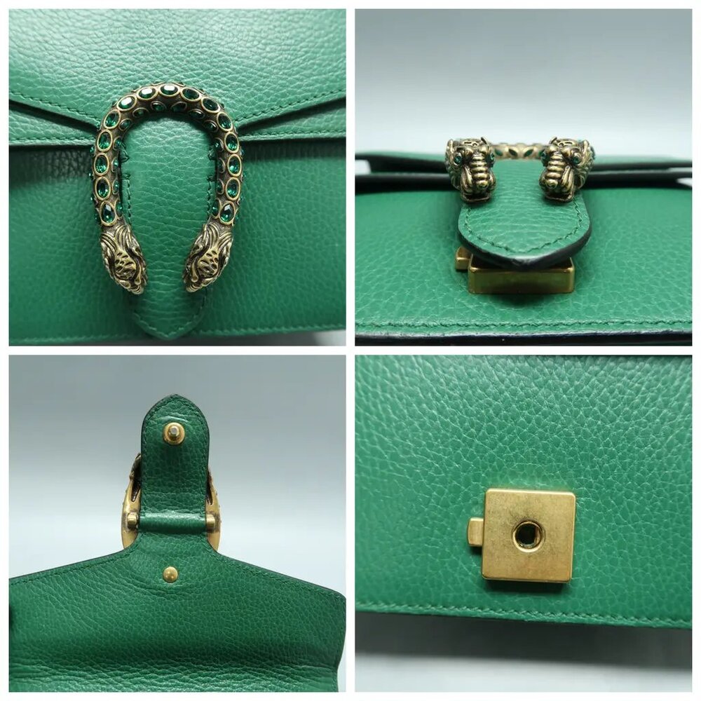 GUCCI Dionysus Green Leather Shoulder Bag 924-012525 - Picture 9 of 12